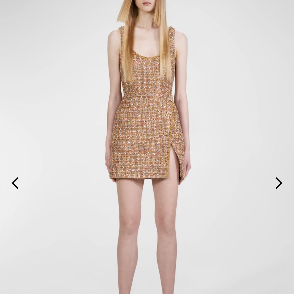 Self-Portrait Gold Tinsel Boucle Mini Dress